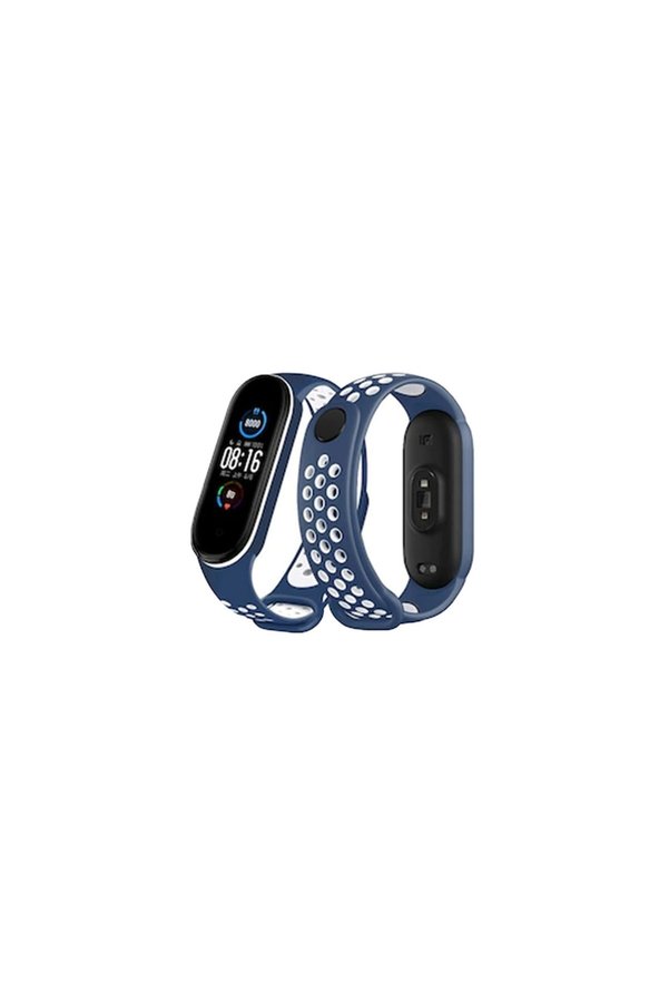 Evimdeyokyok Xiaomi Mi Band 4 Spor Delikli Kordon - Lacivert-Beyaz
