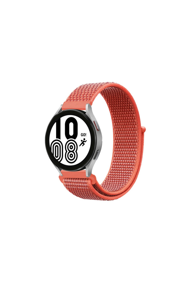 Evi̇mdeyokyok Samsung Galaxy Watch 4 Hasırlı Cırtcırtlı Kordon - Turuncu