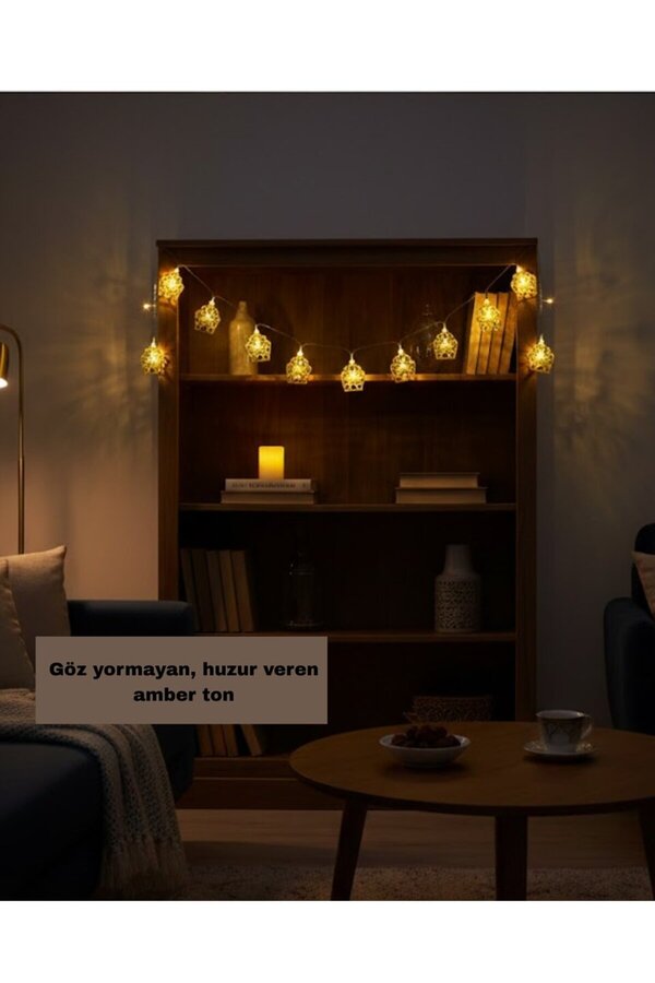 Ezere Ev Dekoru İçin Ramazan Led Işık Pilli Sıcak Sarı Cami Figürlü - Karbul9936-5190