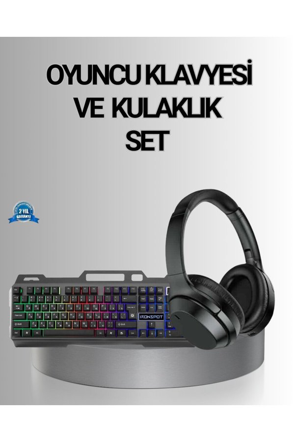 Ezere Işıklı Klavye Mouse Ve Bluetooth Kulaklık Seti Türkçe Q Usb - Karbul6372-8632