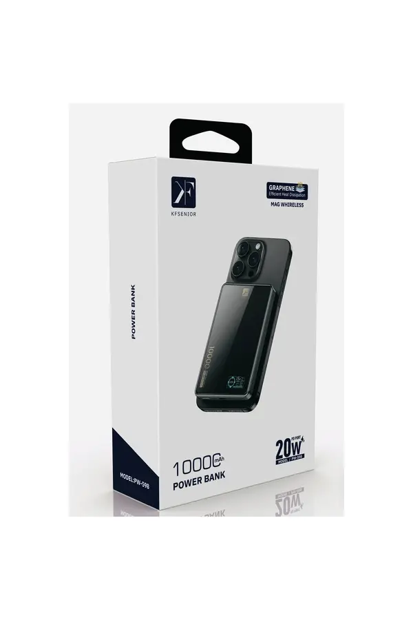 Evi̇mdeyokyok Pw598 10.000 Mah Di̇ji̇tal Göstergeli̇ 20W Type-C Ve 15W Kablosuz Şarj Pd Hızlı Şarj Magsafe Powerbank - Si̇yah