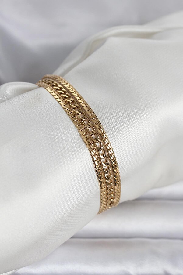 Tj 316L Çeli̇k Gold Renk 3 Lü Kadın Bi̇lekli̇k Tj-Bb8384