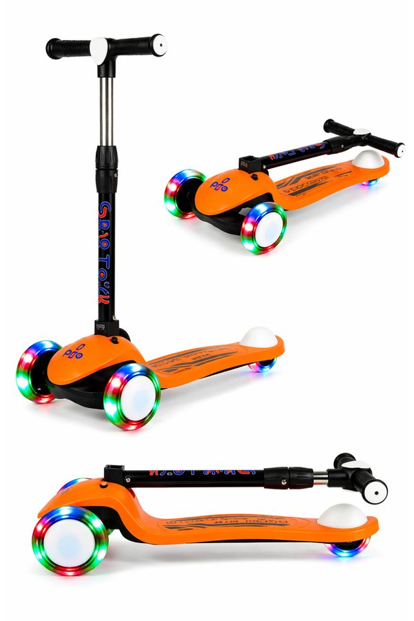 POZART Scooter PRO Katlanabilir 3tekerli Led Işıklı 3kademeli Direksiyon 50kğ Taşıma Kapasiteli 3+Yaş