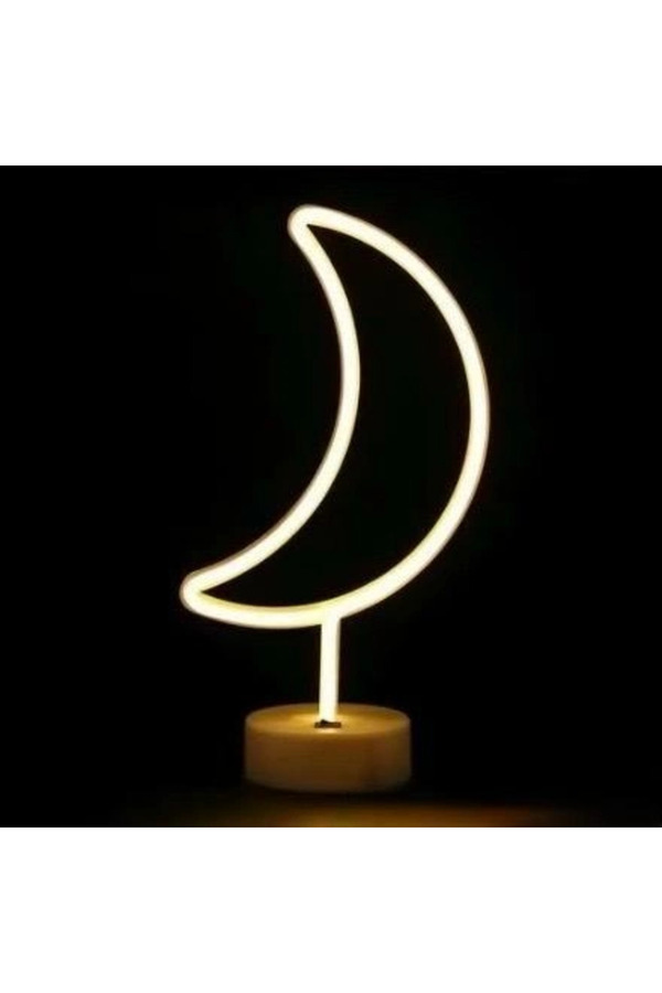 Evi̇mdeyokyok Neon Işıklı Ay Masa Gece Lambası Pi̇l+Usb