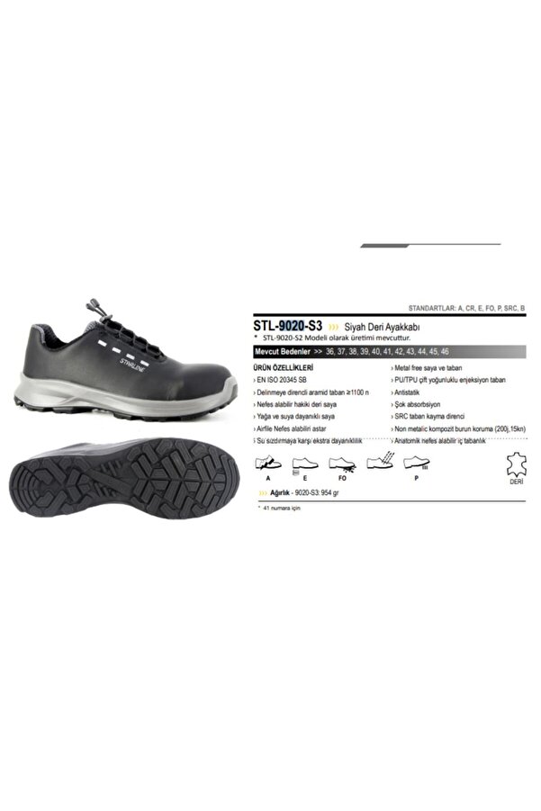 Starline STL-9020 S3 SRC Deri Kompozit Burun İş Ayakkabısı