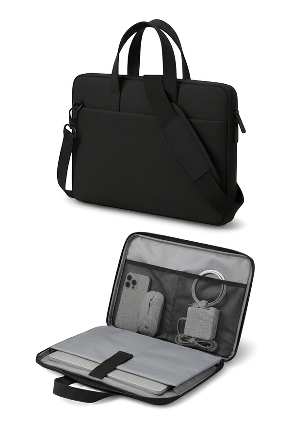 D'VERS 15.6-16.1-16.9 Inç Organizer Siyah Unisex El Omuz Bilgisayar Notebook Laptop Çantası