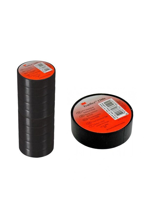 3M Temflex 1300E Si̇yah Pvc Izole Bant 0.13X19X0.1M Izole Elektri̇k Bandı 1 Adet