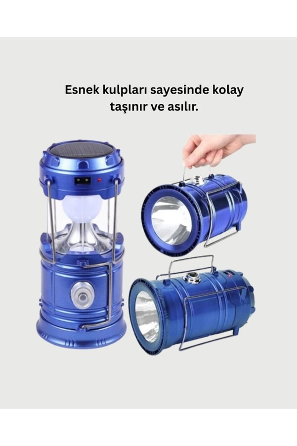 Babuba Şarj Edilebilir Güneş Enerjili Kızaklı Kamp Feneri – Usb Çıkışlı Katlana - Bbbbbb9879-9