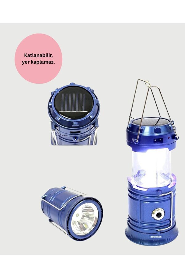 Babuba Şarj Edilebilir Güneş Enerjili Kızaklı Kamp Feneri – Usb Çıkışlı Katlana - Bbbbbb9879-9