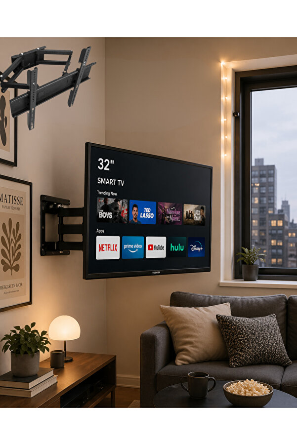 Uygun Pazarcı Hareketli̇ Tv Duvar Askısı 32 55 İnç Döner Eği̇mli̇ Televi̇zyon Aparatı