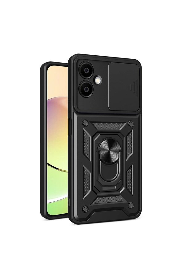 Evimdeyokyok Samsung Galaxy A07 4G Pars Lens Yüzüklü Silikon - Siyah