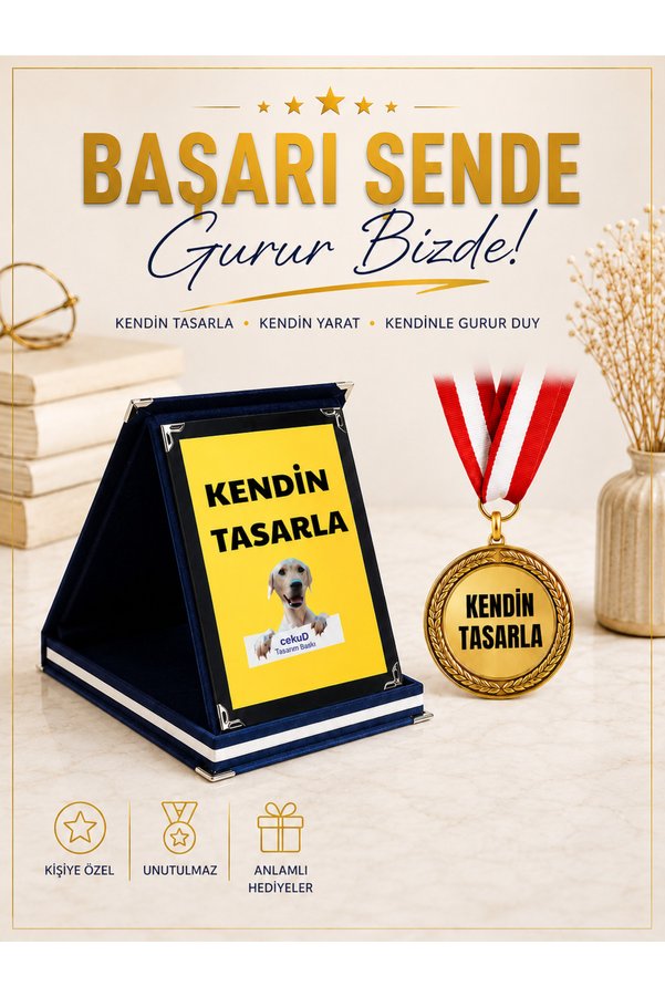 cekud tasarım baskı Başarı ve Mezuniyet Temalı Plaket Madalya Seti