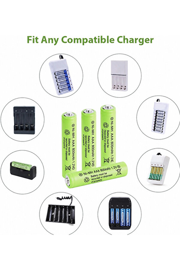 Evi̇mdeyokyok 800 Mah 1.2V Aaa Ni̇-Cd Şarj Edi̇lebi̇li̇r Pi̇l 12 Adet