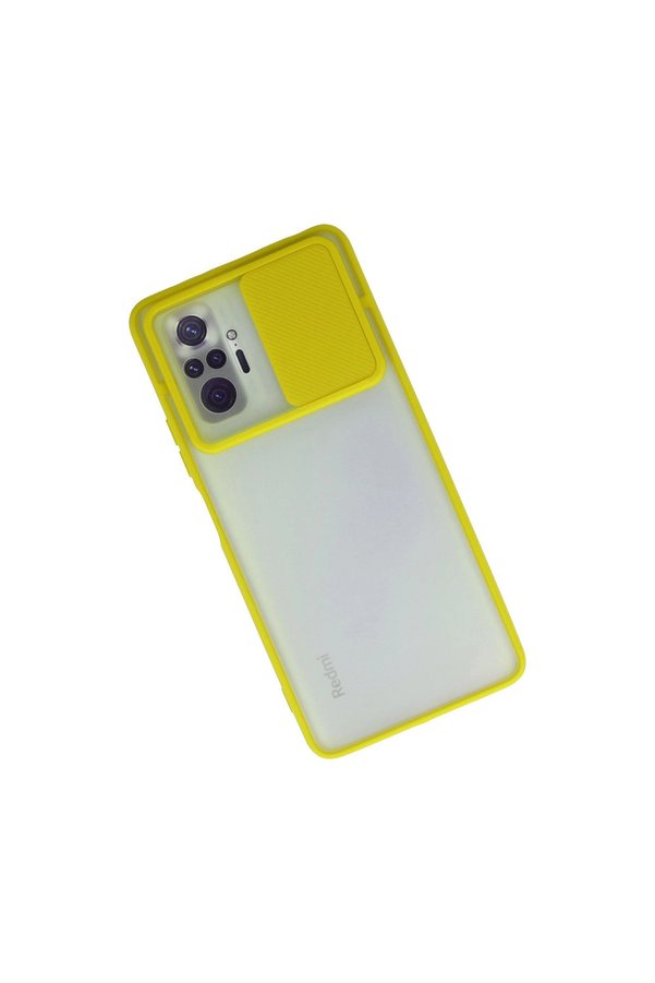 Evimdeyokyok Xiaomi Redmi Note 10 Pro Kılıf Palm Buzlu Kamera Sürgülü Silikon - Sarı