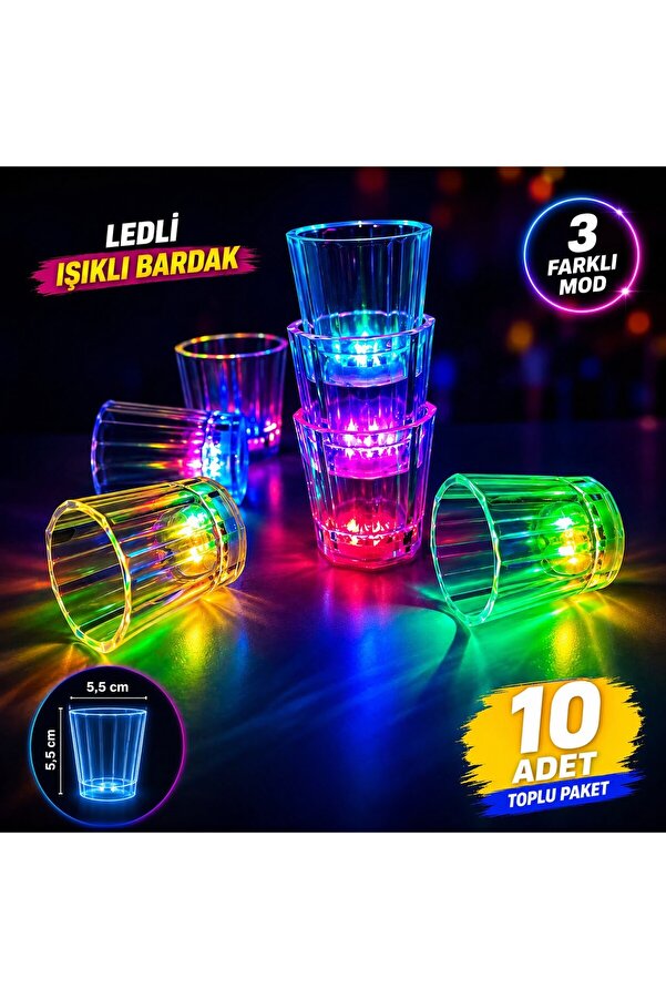 Evi̇mdeyokyok 10 Lu Led Işıklı Parti̇ Bardağı Seti̇