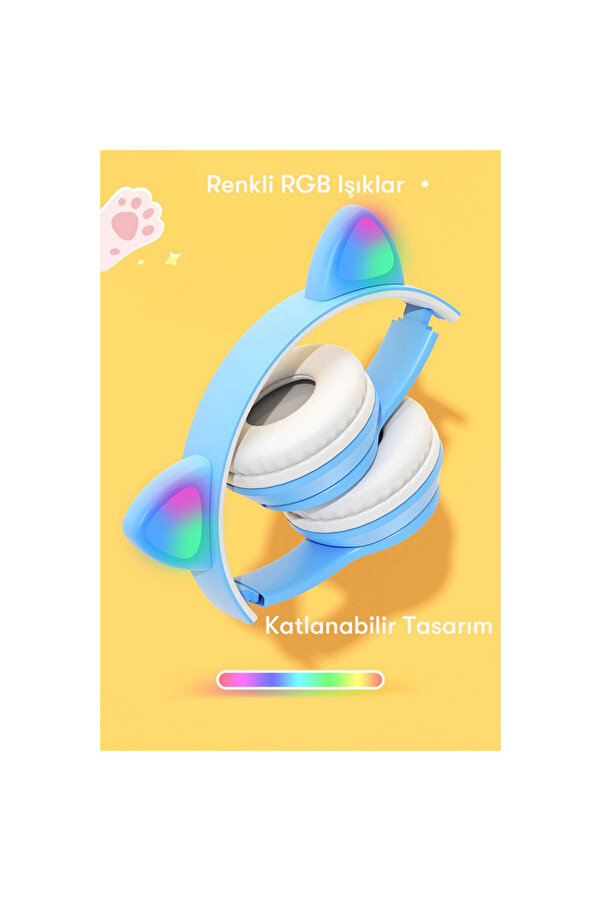 Evi̇mdeyokyok P47M Kablosuz Kedi̇ Kulaklık - Mor
