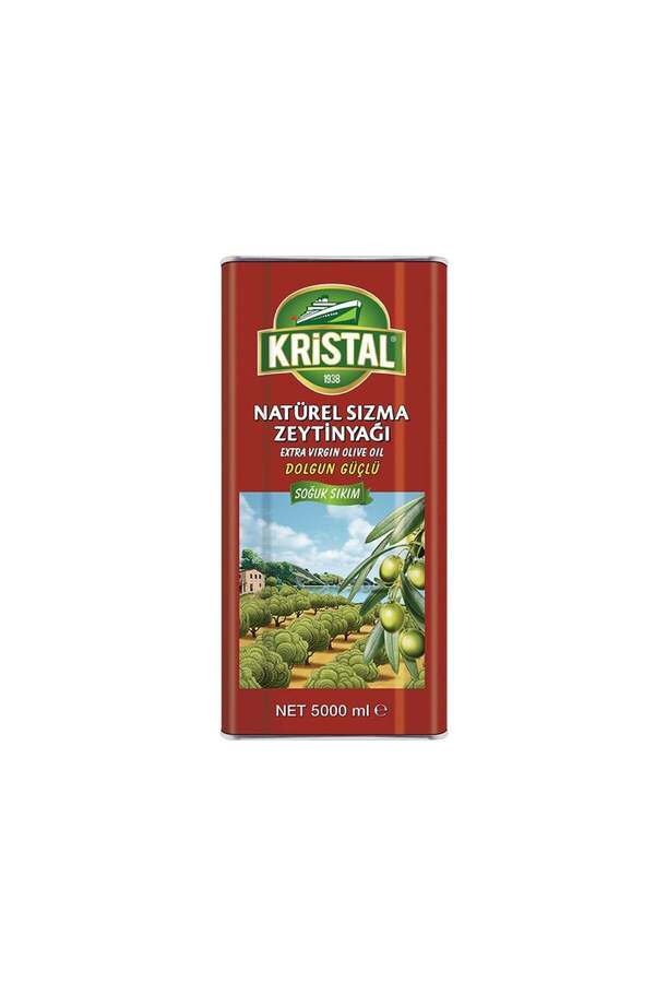 Kristal Natürel Sızma Zeytinyağı Dolgun Güçlü 5 L Teneke