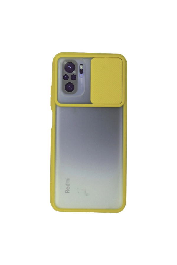 Evimdeyokyok Xiaomi Redmi Note 10 Kılıf Palm Buzlu Kamera Sürgülü Silikon - Sarı