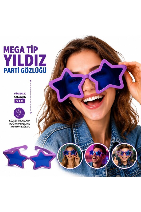 Evi̇mdeyokyok Mega Ti̇p Yıldız Parti̇ Gözlüğü Mor Renk