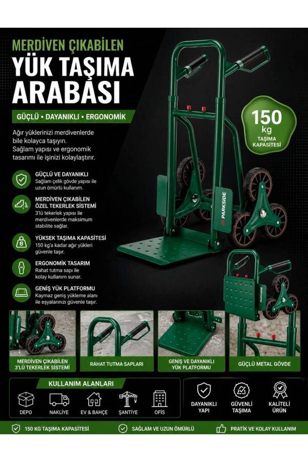 PARKSIDE Merdiven Çıkan Koli Yük Taşıma Arabası 150 kg