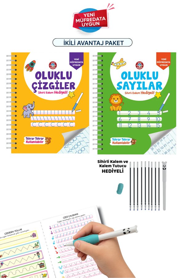 Çocuk Akademi Oluklu Sihirli Uçan Kalemli Sayılar ve Çizgiler Seti