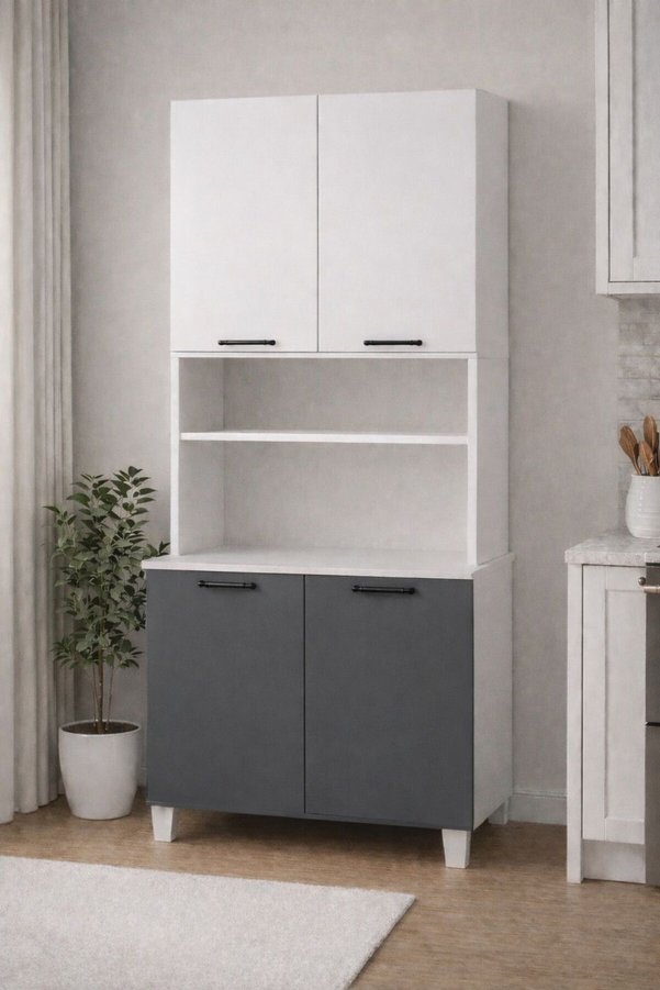 Mavi̇ra Di̇zayn Lale 207 Cm Çok Amaçlı Dolap Antrasi̇t/Beyaz