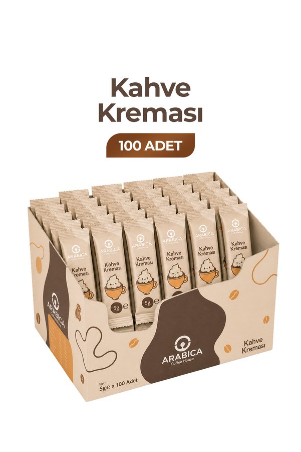 ARABICA COFFEE HOUSE Kahve Kreması Stick 5 gr x 100 Adet | Kahvenize Yumuşak ve Dengeli Bir Dokunuş
