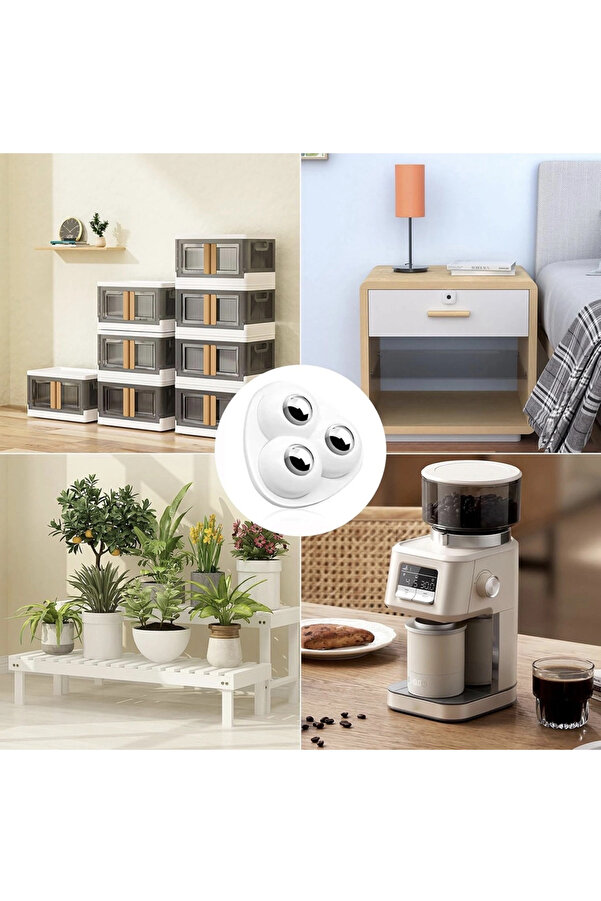 Evi̇mdeyokyok 4 Lü Set 360 Derece Dönebi̇len Yapışkanlı Bi̇lyalı Tekerlek - Eşya Kaydırıcı Mobi̇lya Tekeri̇