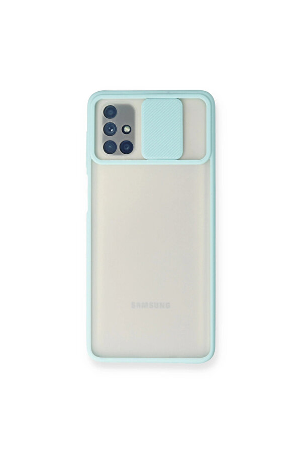 Evi̇mdeyokyok Samsung Galaxy M51 Kılıf Palm Buzlu Kamera Sürgülü Si̇li̇kon - Turkuaz