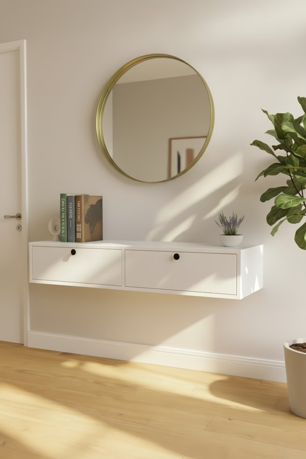 Tasaroma Modern Beyaz 2 Kapaklı Dresuar Dekoratif Antre & Salon Mobilya 100 cm dolap
