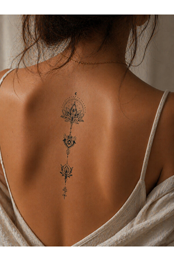 Hilvera Sırt /Göğüs Arası / Kol Lotus Çiçek Tattoo Geçici Dövme