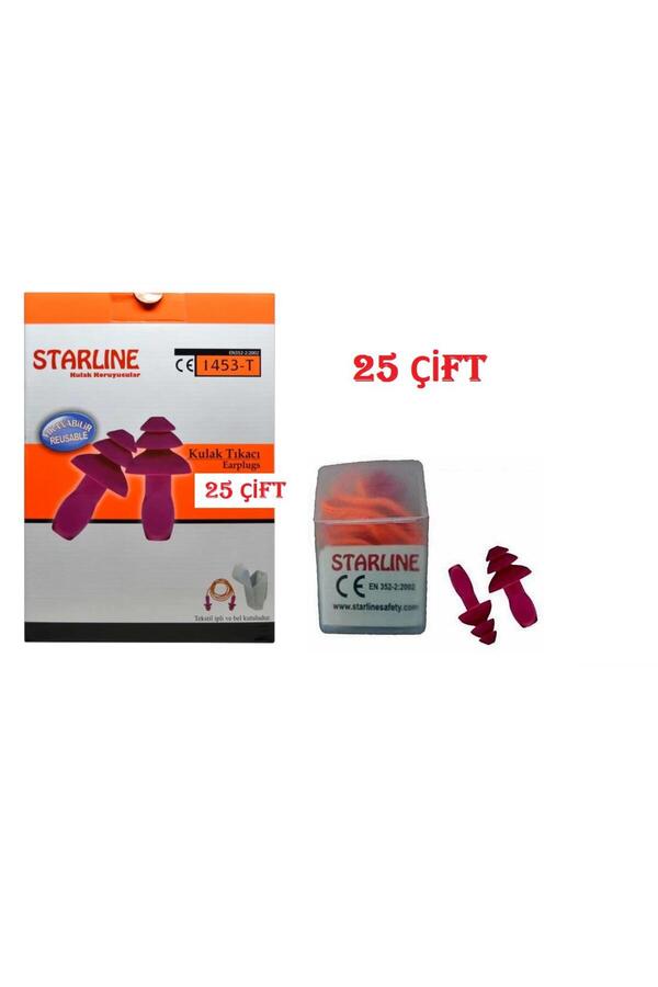 Starline 1453 T Tekstil Tipi Antialerjik Yıkanabilir Kulak Tıkacı X 25 Çift