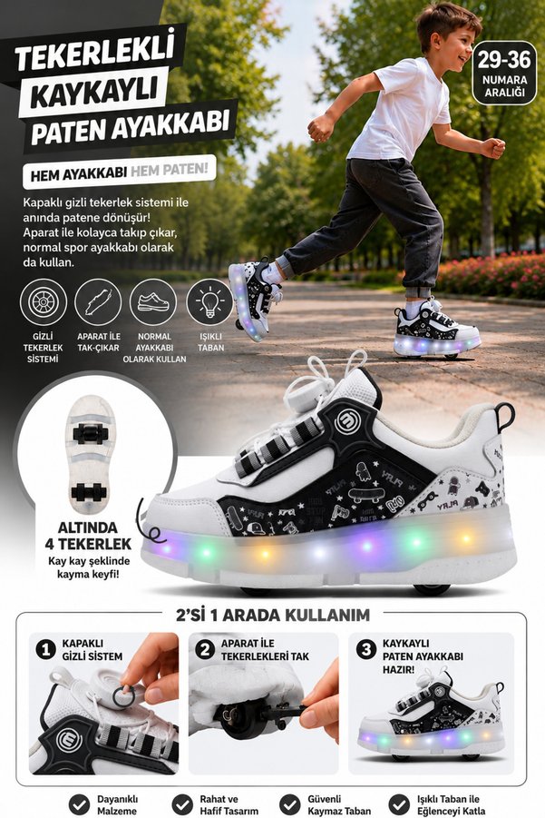 miniyo kids MNY Patenli Çocuk Ayakkabısı Beyaz