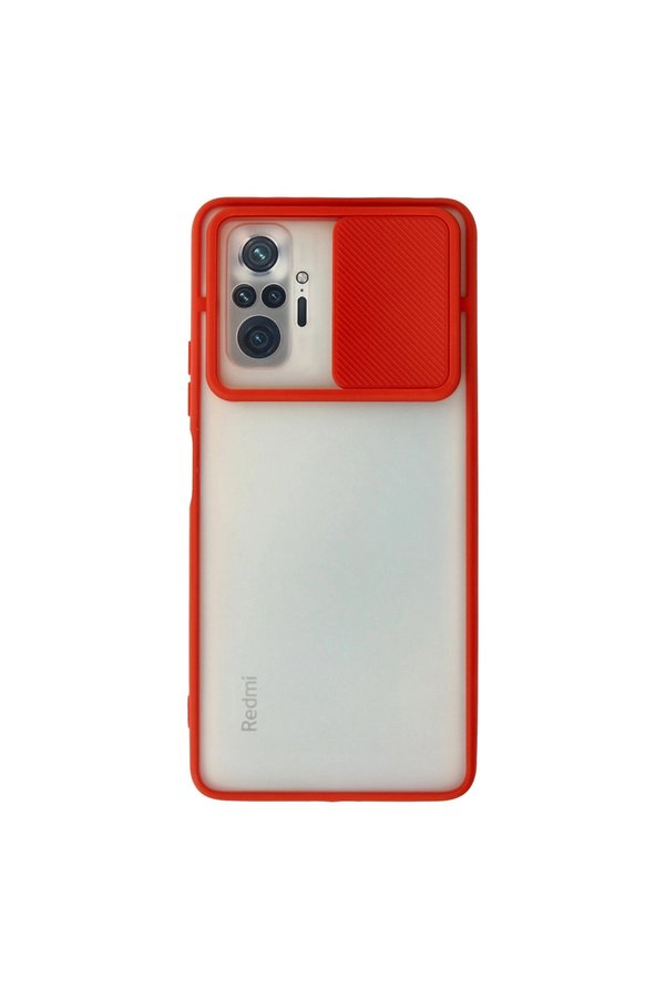 Evimdeyokyok Xiaomi Redmi Note 10 Pro Kılıf Palm Buzlu Kamera Sürgülü Silikon - Kırmızı
