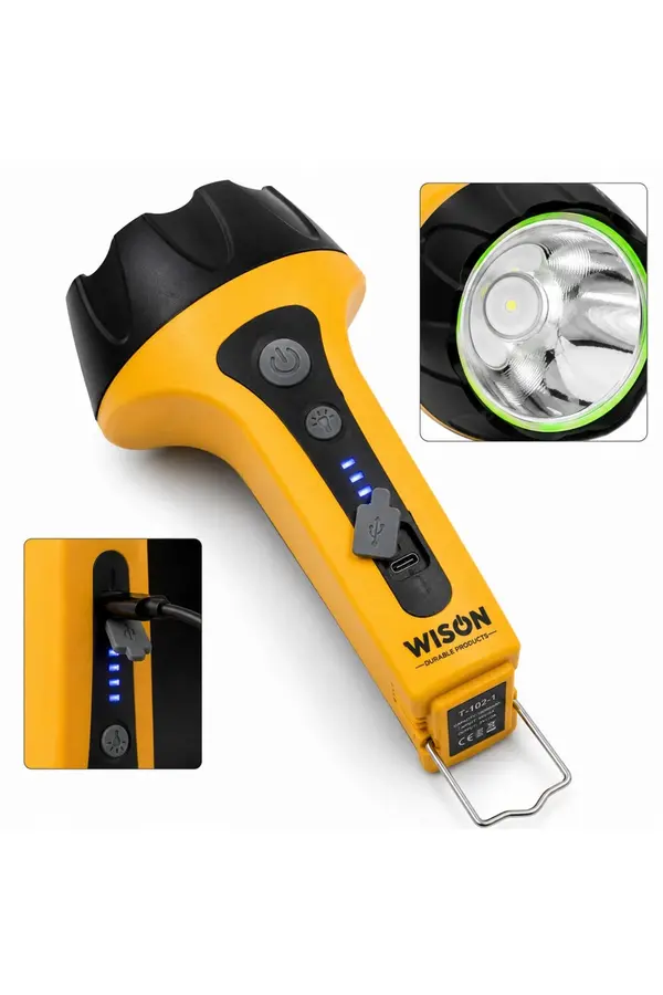 Evi̇mdeyokyok Wi̇son Ws-2626 8 Watt 12 Saat Aydınlatmalı Type-C Şarjlı Projektör Şarjlı Kambur Fener
