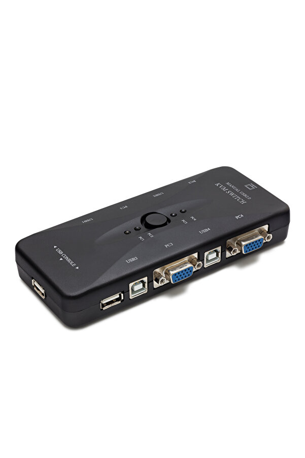 Evi̇mdeyokyok Vga Usb Kvm Swıtch 4 In 1 Out + 4 Port Usb Console - Sıyah Hd230