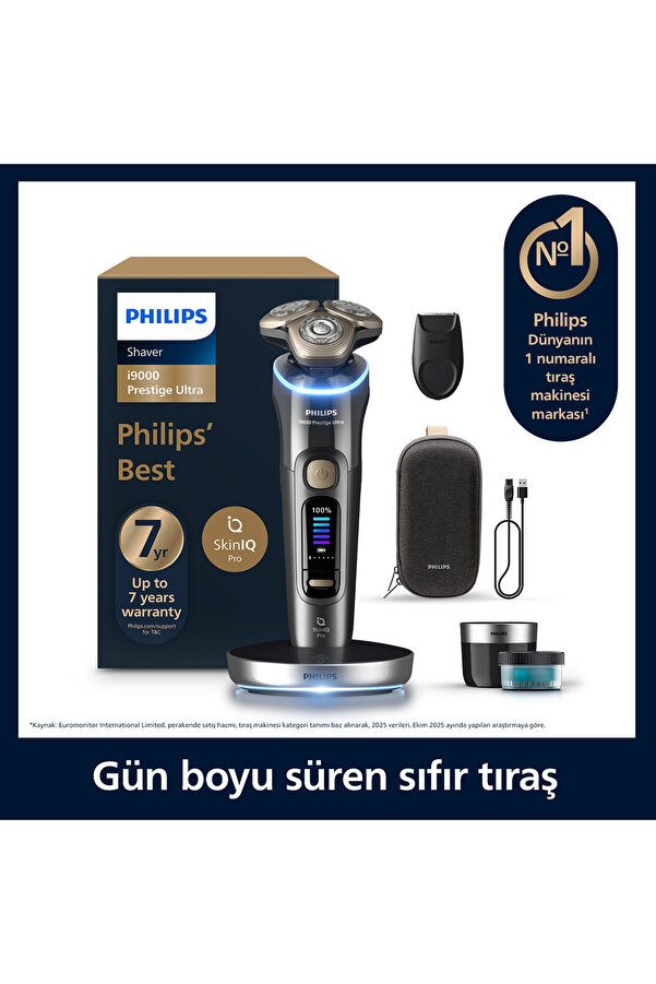 Philips i9000 Ultra SkinIQ Islak&Kuru Tıraş Makinesi 360 başlıklar Şarj Standı Çanta XP9402/31