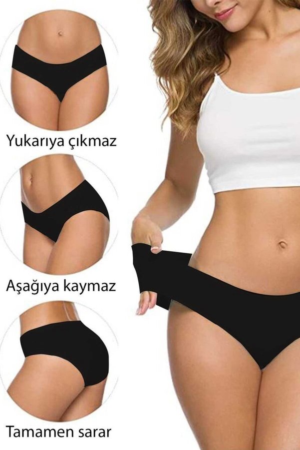 Ethab Ticaret Glb-Stl41414 8 Adet Kadın Dikişsiz Lazer Kesim Esnek İz Yapmayan Külot S2