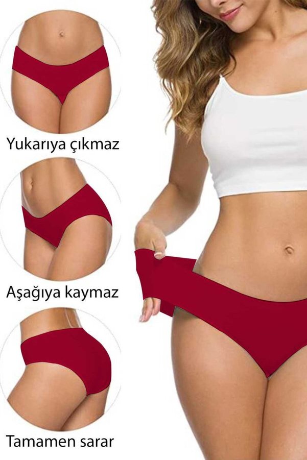 Ethab Ticaret Glb-Stl41414 6 Adet Kadın Dikişsiz Lazer Kesim Esnek İz Yapmayan Külot S5