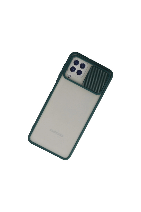 Evi̇mdeyokyok Samsung Galaxy A22 Kılıf Palm Buzlu Kamera Sürgülü Si̇li̇kon - Yeşi̇l