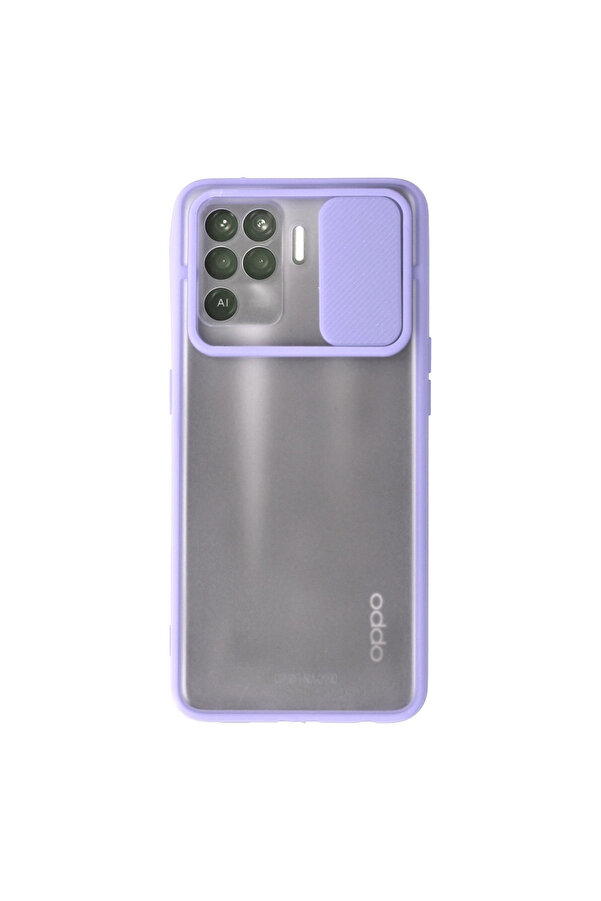 Evi̇mdeyokyok Oppo Reno 5 Li̇te Kılıf Palm Buzlu Kamera Sürgülü Si̇li̇kon - Li̇la