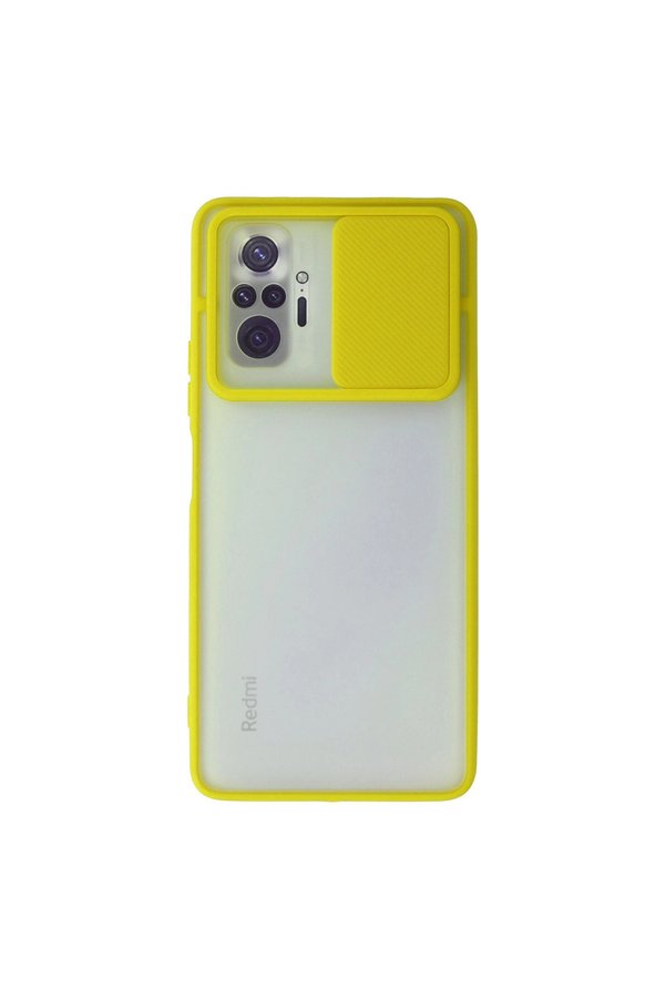 Evimdeyokyok Xiaomi Redmi Note 10 Pro Kılıf Palm Buzlu Kamera Sürgülü Silikon - Sarı