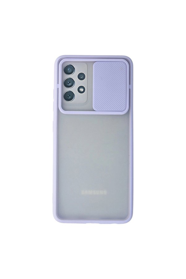 Evimdeyokyok Samsung Galaxy A72 Kılıf Palm Buzlu Kamera Sürgülü Silikon - Lila