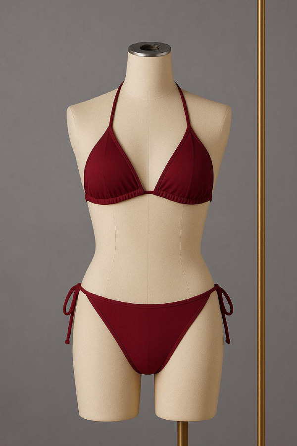 Ethab Giyim Kadın Bordo Yandan Ve Boyundan Bağlamalı Bikini Mayo Takımı - Glst6141-6491