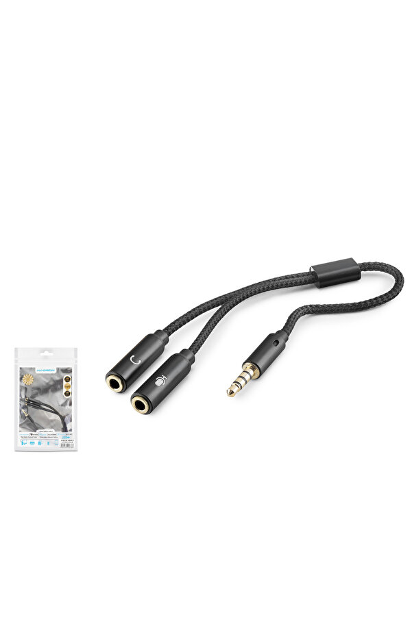 Evi̇mdeyokyok 3.5Mm Mi̇krofon Ve Aux Ses Ayırıcı Adaptör Si̇yah Hdx1083