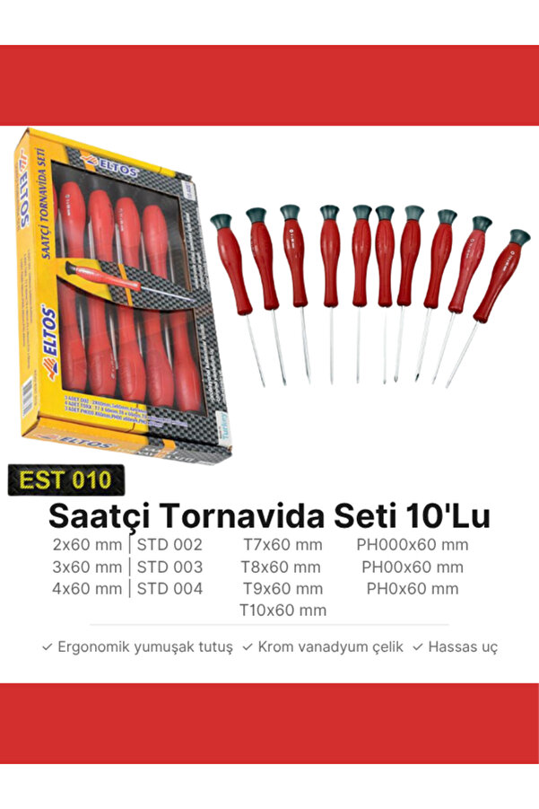 Eltos Saatçi Tornavida Seti 10parça/klemens Düz-tork-yıldız Set/yapıtaşı Yapı Market