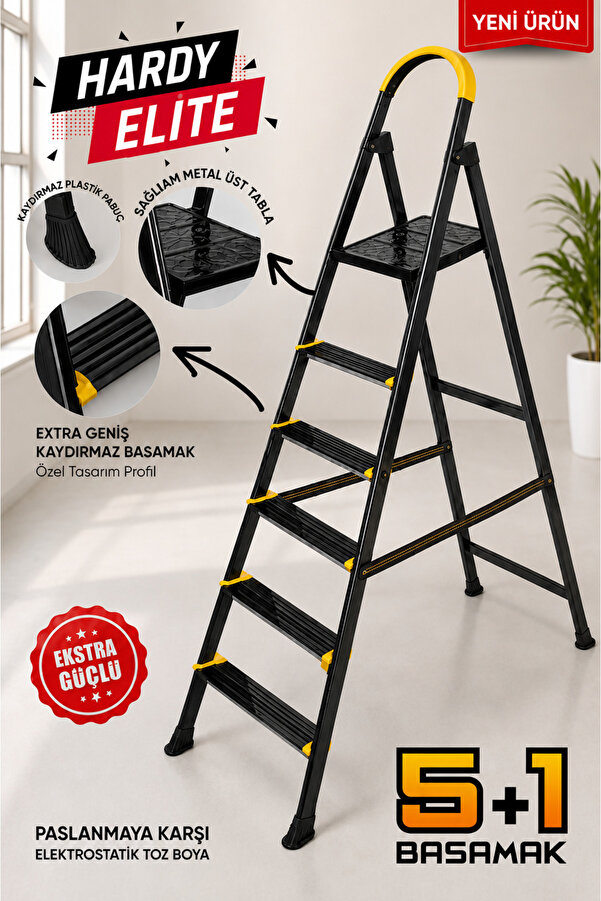 ZE Zigana Ev Gereçleri Hardy 5+1 Basamaklı Özel Tasarım Hafif Merdiven Tyc00573701866