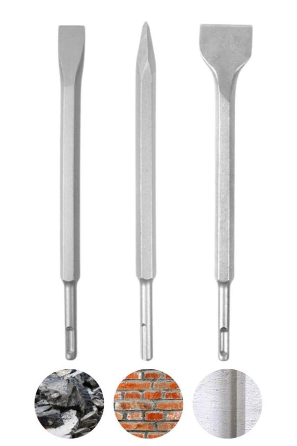 DepoMega 3 Parça Keski Murç Seti Beton Tuğla Duvar Kırma Delme Hilti Uç 25 CM