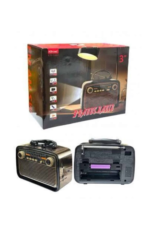 Ethab Gi̇yi̇m Nostalji̇k Radyo Tasarımlı Bluetooth Hoparlör El Fenerli̇ Müzi̇k Kutusu