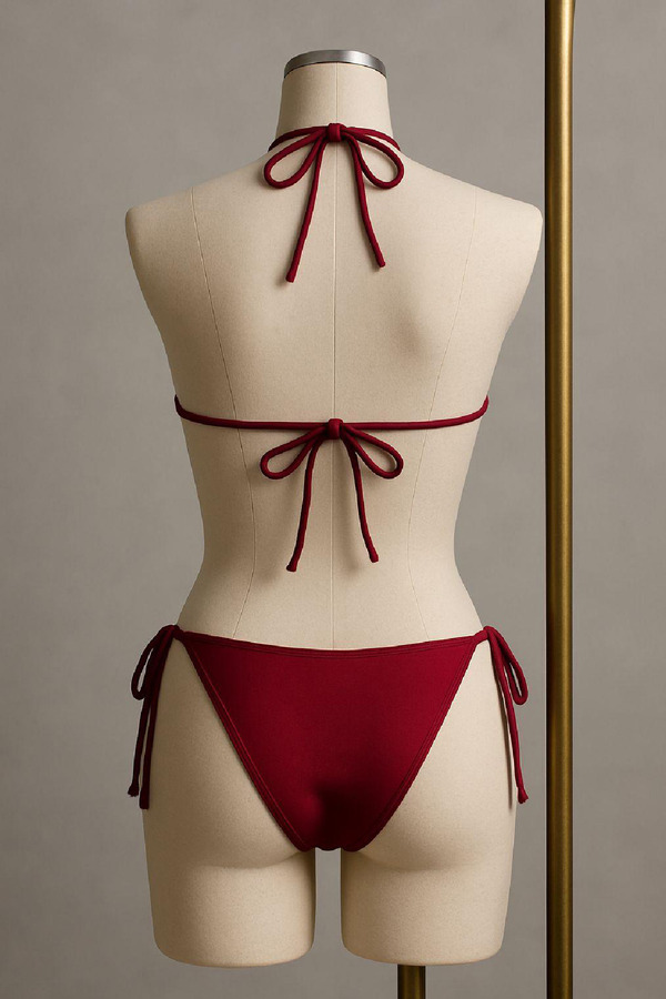 Ethab Giyim Kadın Bordo Yandan Ve Boyundan Bağlamalı Bikini Mayo Takımı - Glst6141-6491